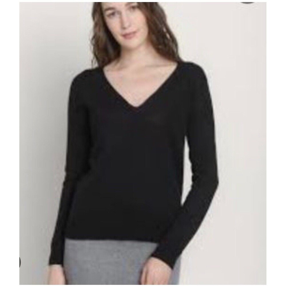 LXRI Cashmere Sweater Adult S Blue Ribed V neck @L8